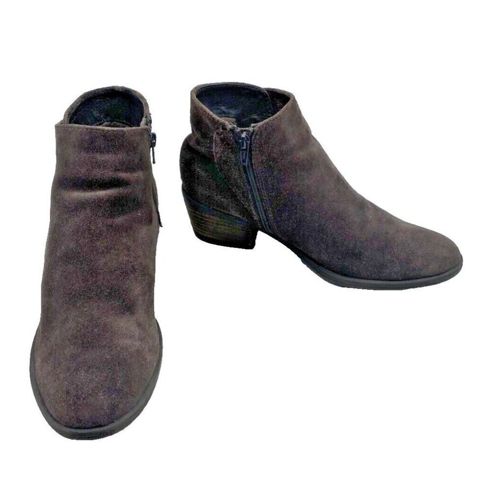 Josef Seibel Womens Brown Suede Boots Booties Zip Winter Fur Lined Sz 6.5 / 37